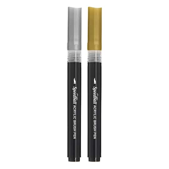Speedball® Gold & Silver Acrylic Lettering Brush Pens Set